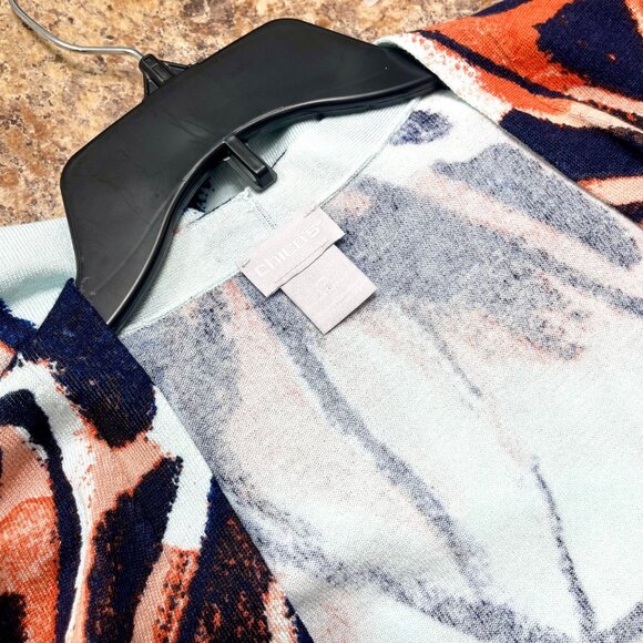 Chicos Open-Front Butterfly Print Long Cardigan Sweater S - Picture 11 of 13